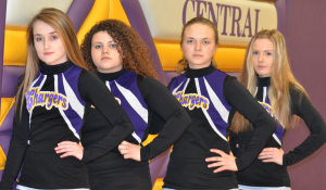 Photo by Jean Kunath Central High School's senior cheerleaders include, from left, Captain Ellianna Harris, Captain Savannah Mills, Samantha Matthews and Kelly Barton.