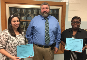 Pictured are, from left, Stephanie Powers, Central High School (CHS) guidance counselor; John Long, CHS principal; and Geneva Hines, CHS guidance counselor.